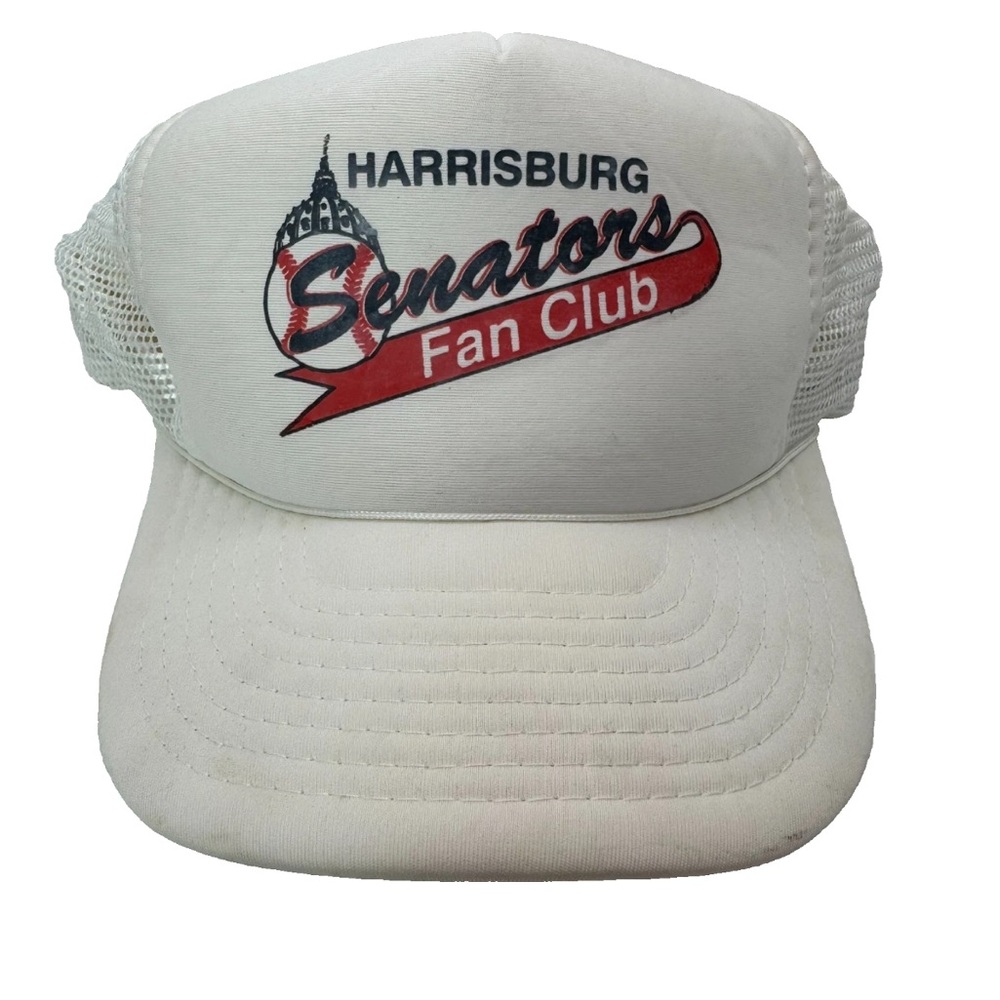 Vintage 80s Minor League Harrisburg Senators Fan Club Trucker Snapback Hat Cap